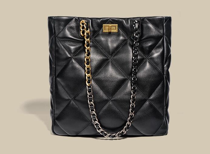 Women's Black Leather Tote Handbag
