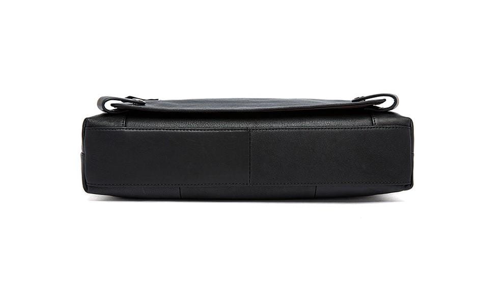 Black Leather Messenger Bag Unisex Laptop Briefcase