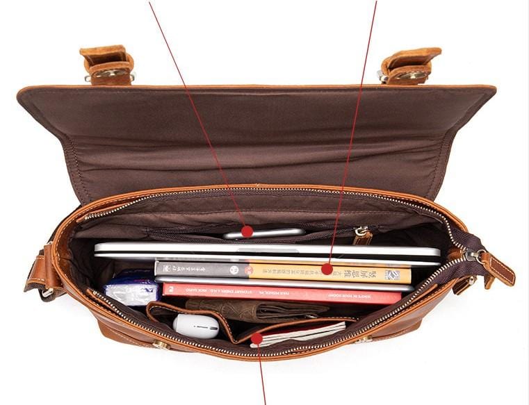 Mens Vintage Leather Messenger Bag Womens Satchel