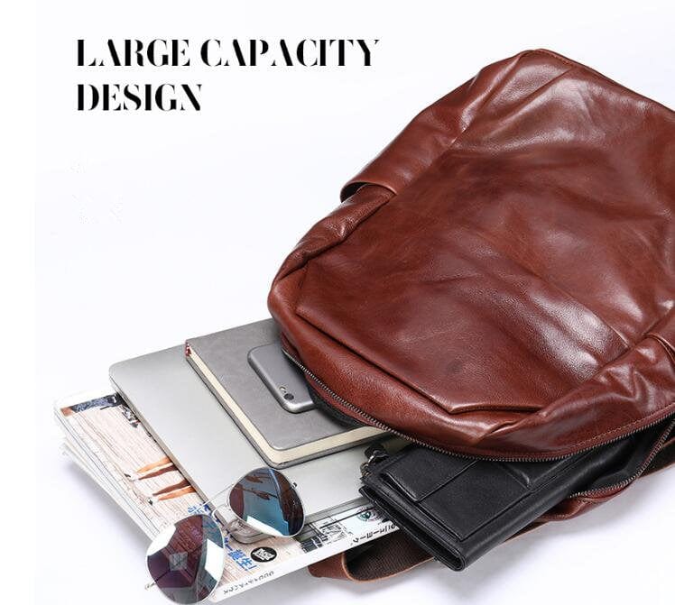 Luxury Coffee Leather Backpack Bag