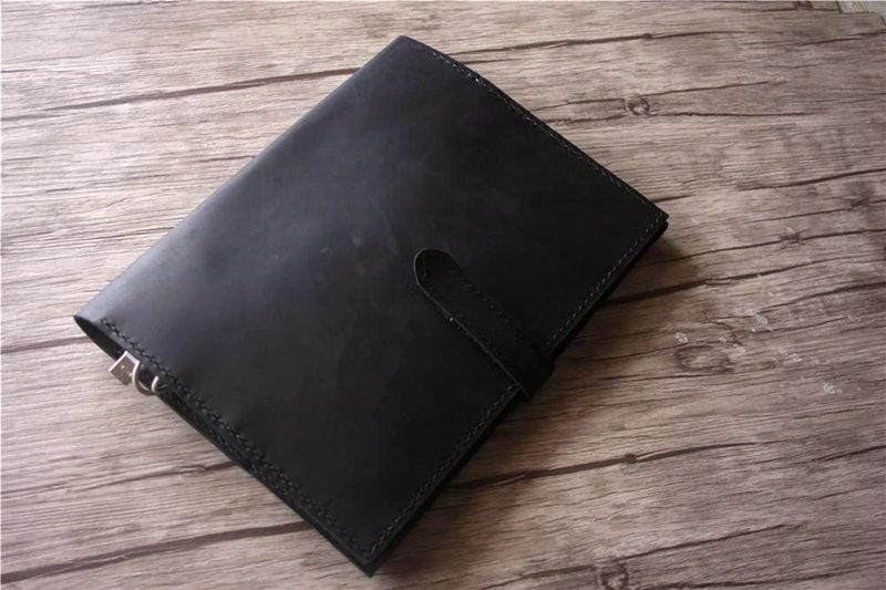 Engraved Black Leather Portfolio Case