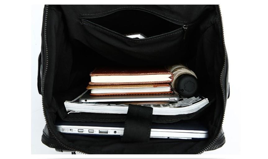 Womens Small Soft Black Leather Backpack Purse