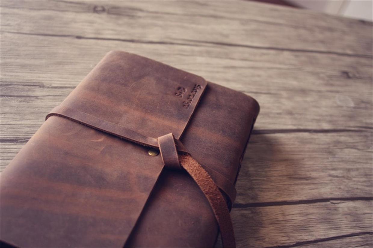 Monogrammed Leather Memorial Service Guest Book