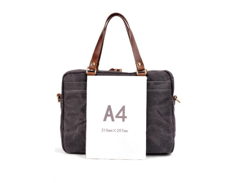 Grey Mens & Womens Canvas Leather Briefcase Bag