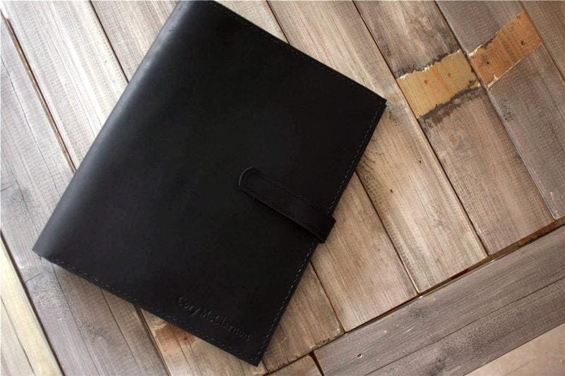 Embossed Black Leather iPad Protective Case Cover