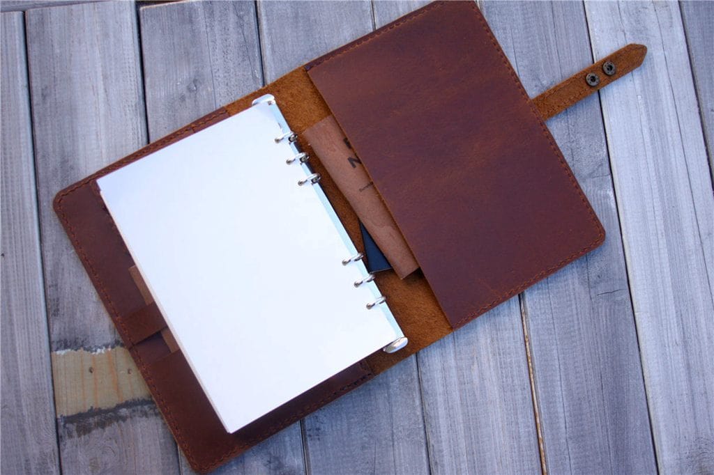 Personalized Leather Weekly Planner Cover