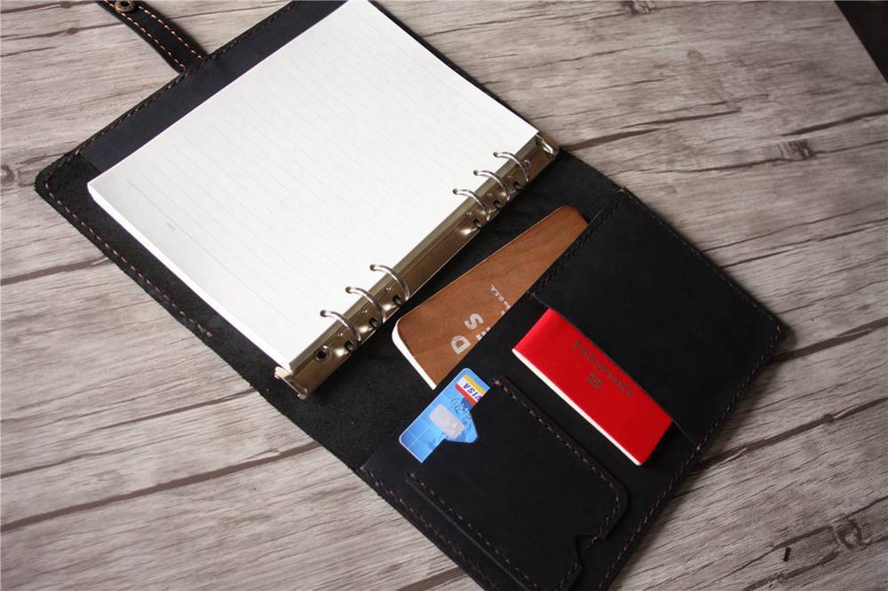 Black Leather Refillable Binder Journal