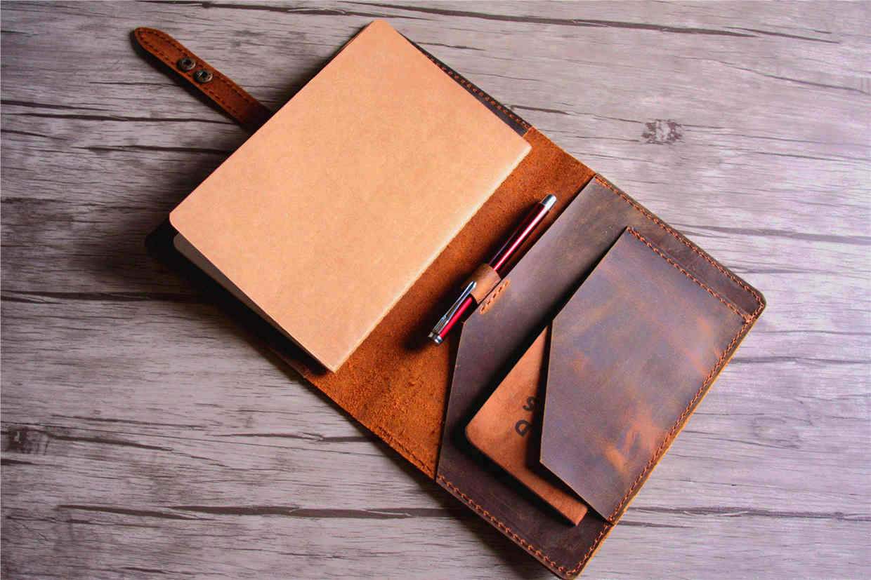 Rustic Brown Leather Notebook Cover B5