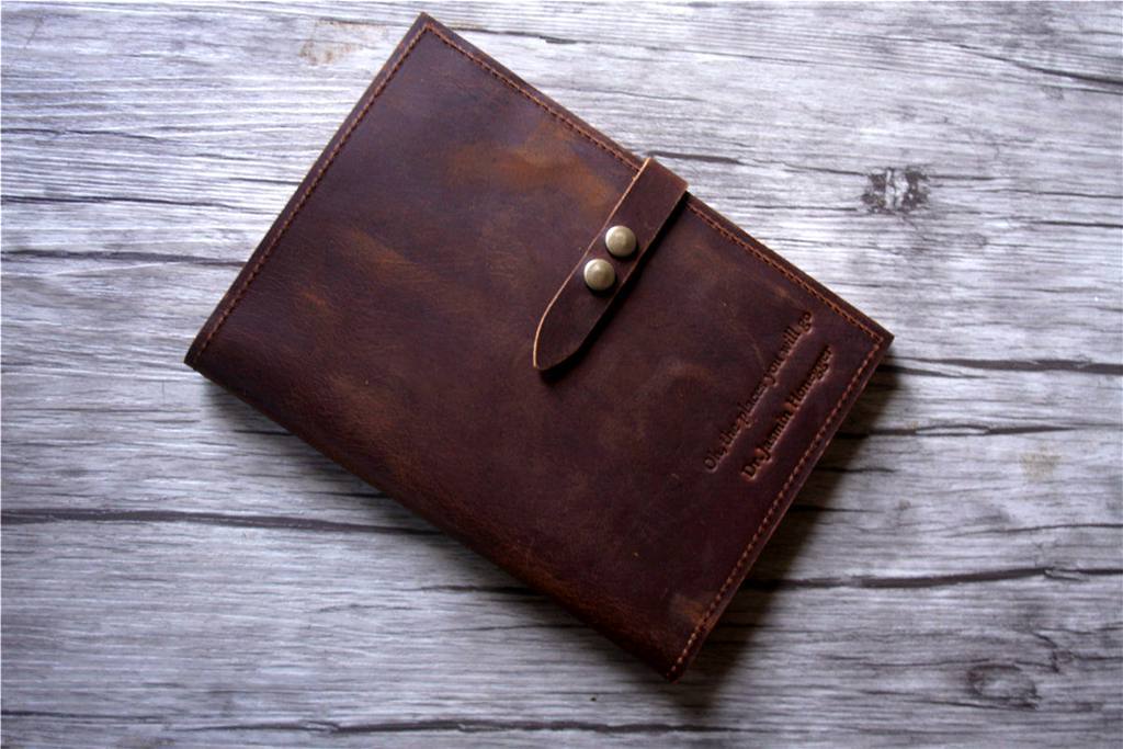 Custom Brown Leather Journal Cover Notebook Holder