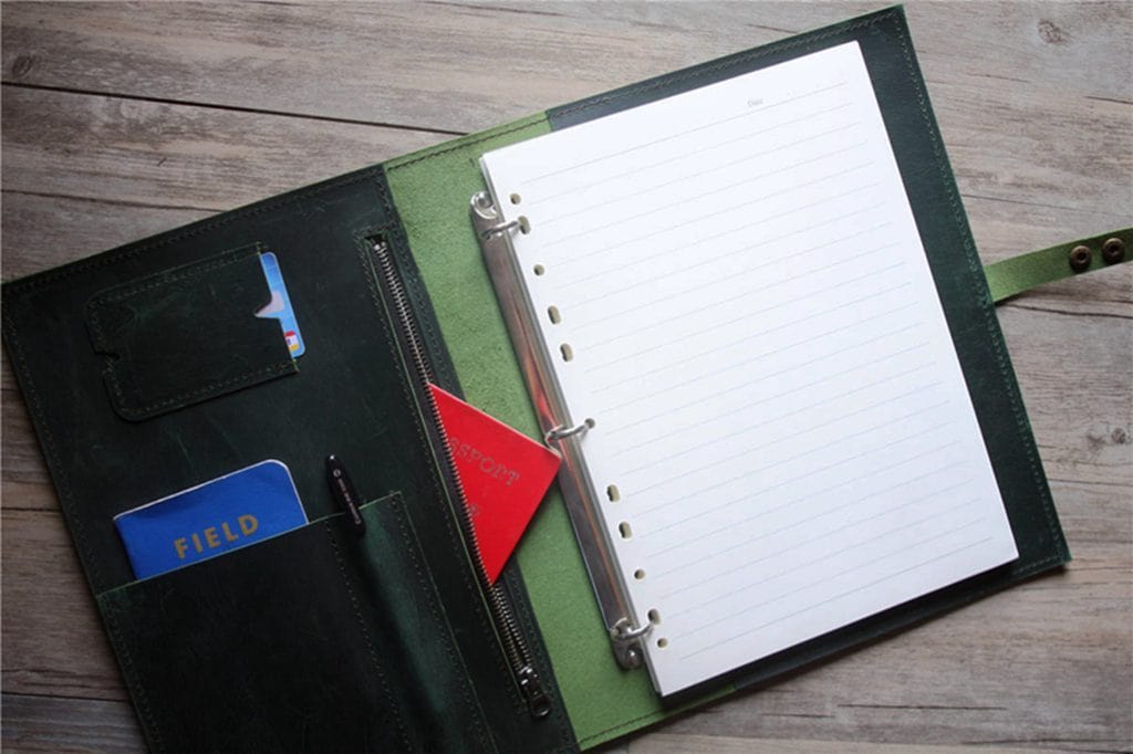 Personalized Green Leather Zipper Organizer Purse Womens