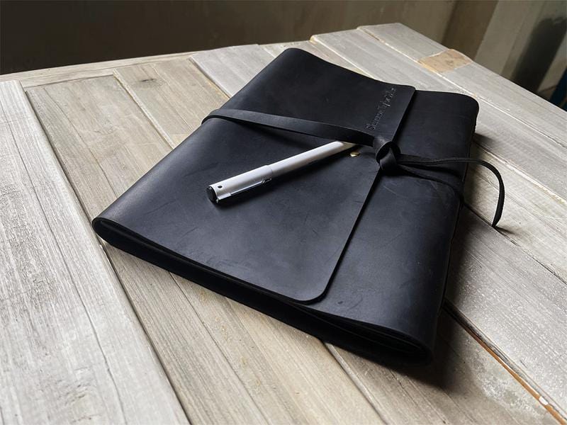 Personalized Black Leather Wrap Journal