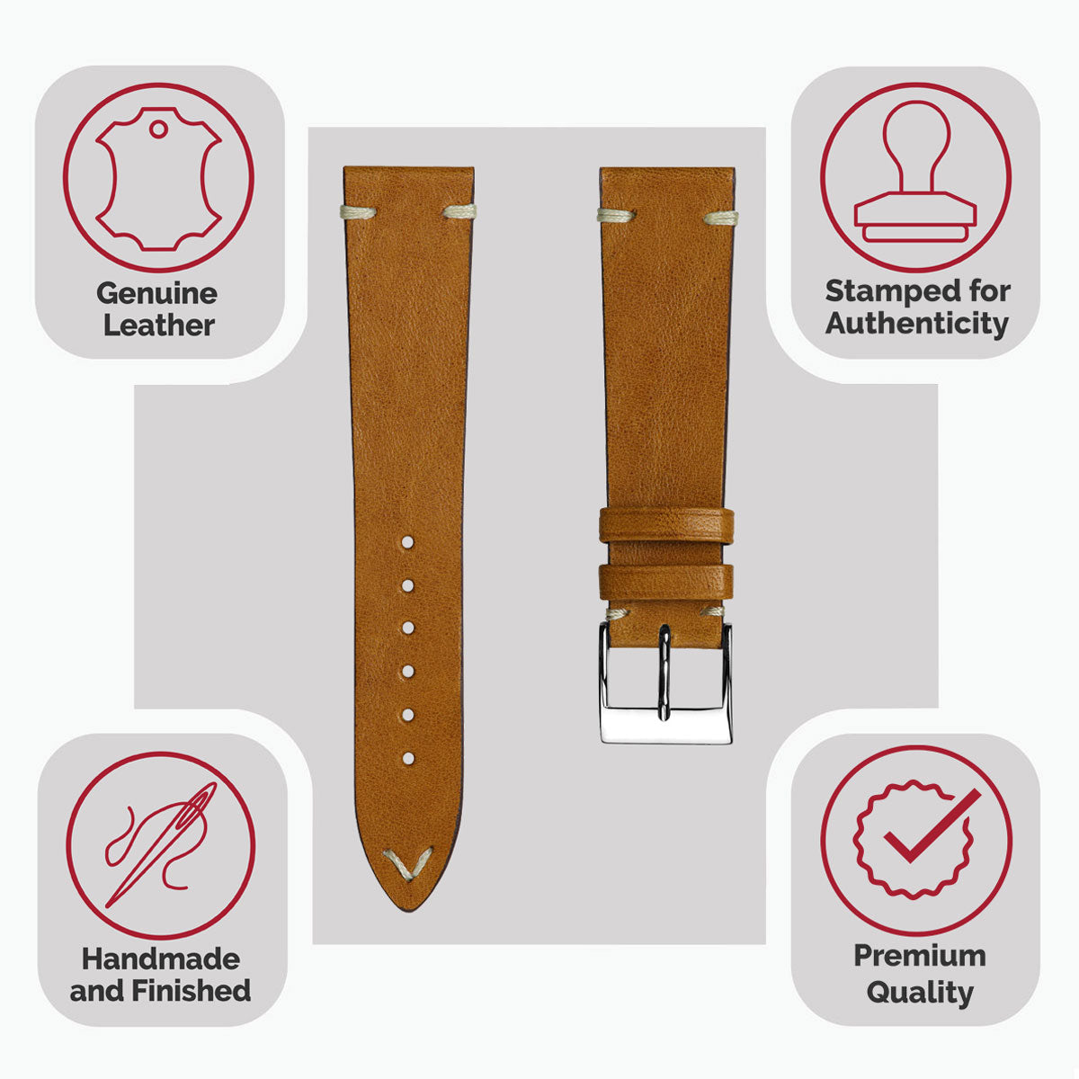 Vintage Cavallo Horse Leather Watch Strap - Cognac