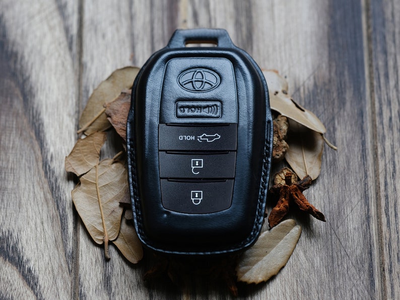 Personalized Leather Protector Case For Keyless Entry Key Fob Remotes Toyota Tundra Pickup 2022 2023, Gift For Him, Gift For Dad