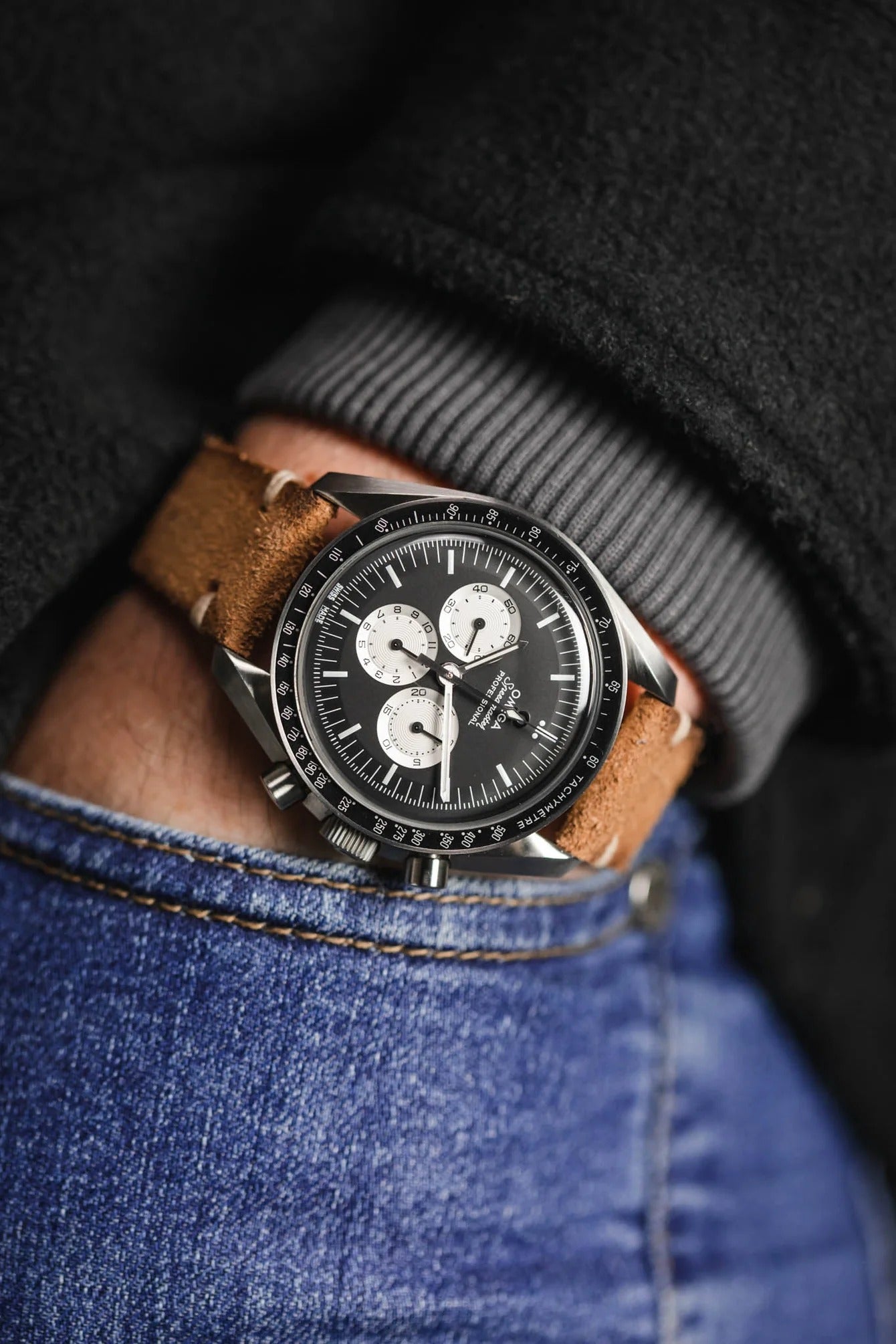 JPM Italian Distressed Tasso Leather Watch Strap in AMBER