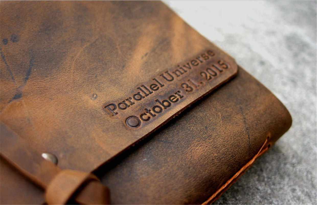 Personalized Brown Leather Bound Notebook
