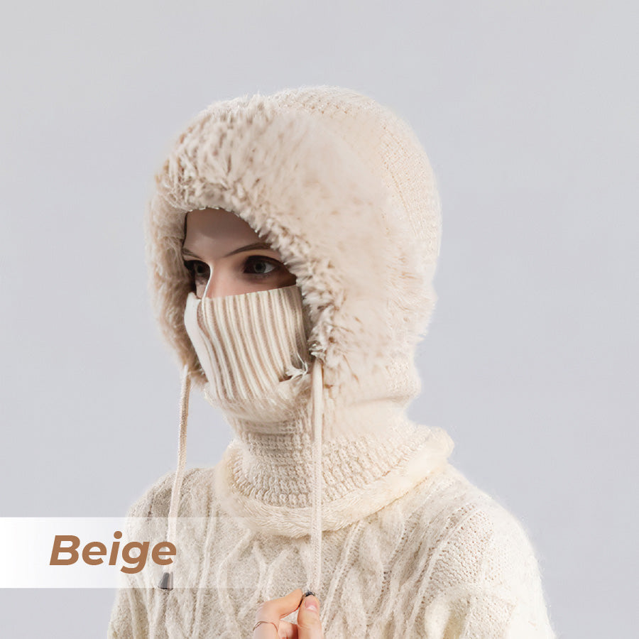 🎄Christmas Sale 50% OFF⛄️Women’s Thermal Knit Hood – Fleece-Lined Winter Hat, Neck Warmer & Face Cover Combo