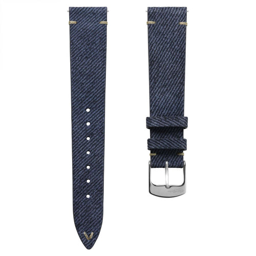 Arbour V-Stitch Denim Design Echtes Leder Uhrenarmband - Marineblau
