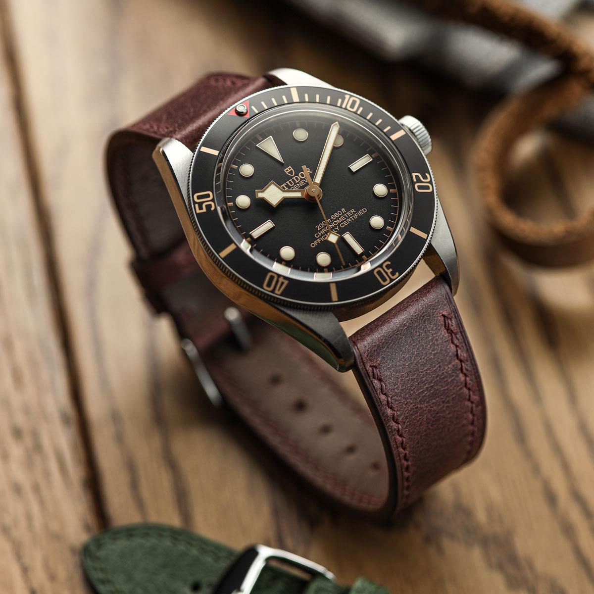 Bracelet de Montre en Cuir Toscane Ravello Bordeaux Élégant et Confortable