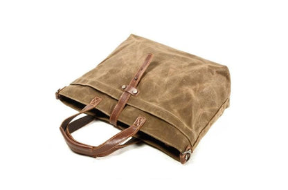 Mens Canvas Tote Leather Shoulder Bag