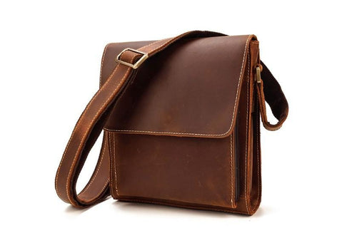 Womens Brown Leather Shoulder Bag Mens Satchel
