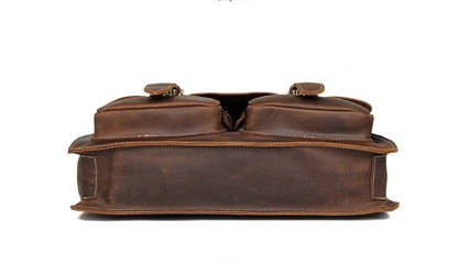 Distressed Brown Laptop Shoulder Bag Briefcase