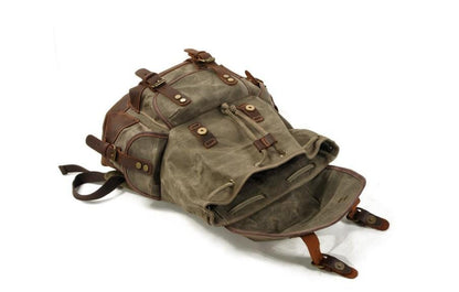 Army Green Womens Waxed Canvas Backpack Purse Bag