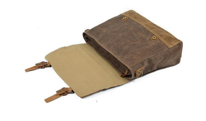 Mens Canvas Messenger Bag Leather Shoulder Briefcase