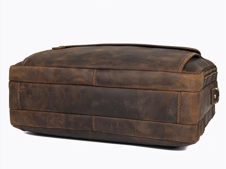 Brown Leather 15 Inch Large Laptop Bag Travel Briefcase