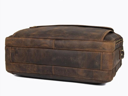 Brown Leather 15 Inch Large Laptop Bag Travel Briefcase