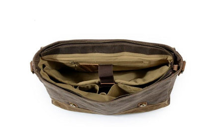 Canvas Leather Briefcase for Men Messenger