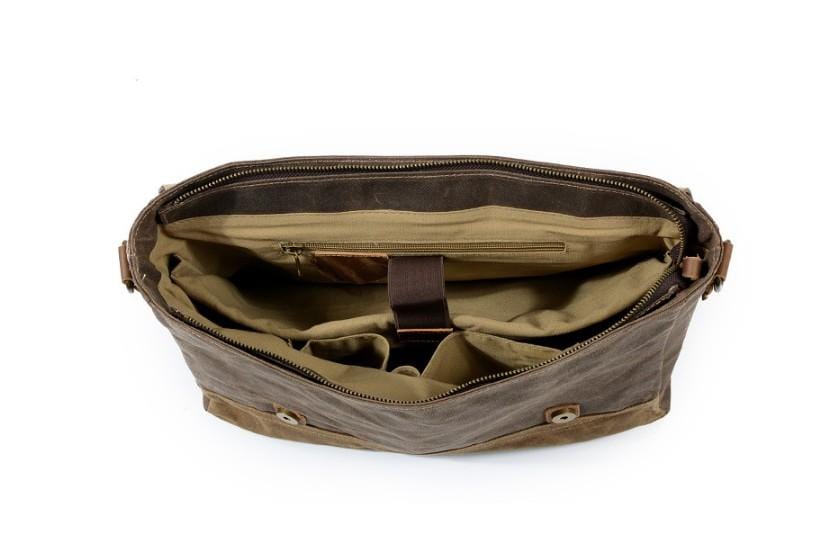 Mens Canvas Messenger Bag Leather Shoulder Briefcase