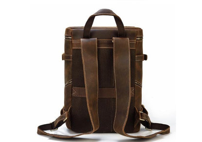 Womens Brown Leather Backpack Bag Mens Rucksack Purse