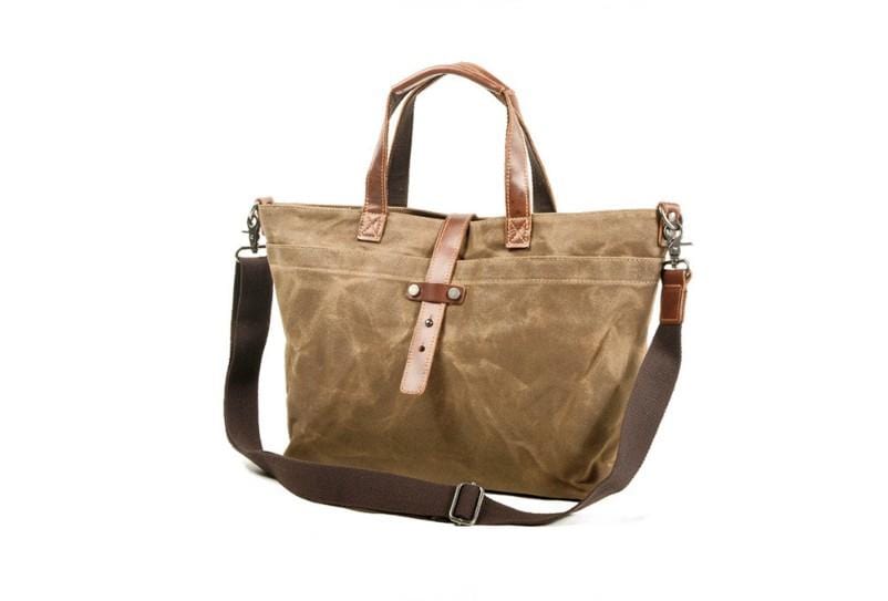 Mens Canvas Tote Leather Shoulder Bag