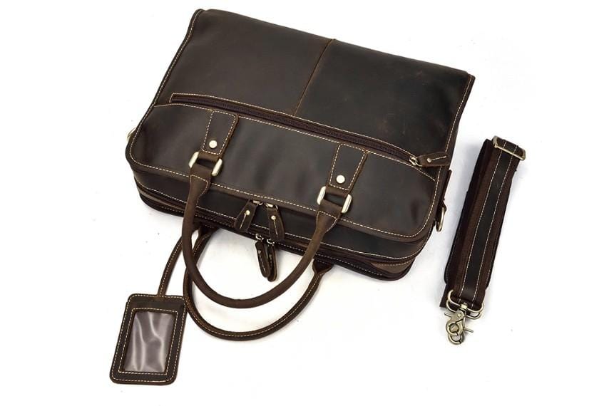 Dark Brown Mens Leather Stylish Laptop Bags