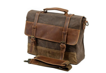 Canvas Leather Briefcase for Men Messenger