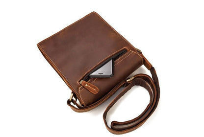 Womens Brown Leather Shoulder Bag Mens Satchel