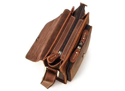 Womens Brown Leather Shoulder Bag Mens Satchel