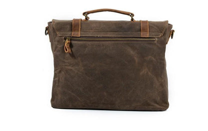 Mens Canvas Messenger Bag Leather Shoulder Briefcase