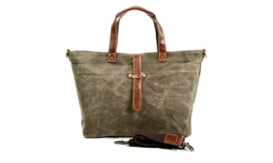 Mens Canvas Tote Leather Shoulder Bag
