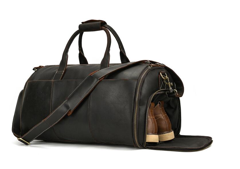 Brown Leather Duffle Bag Mens