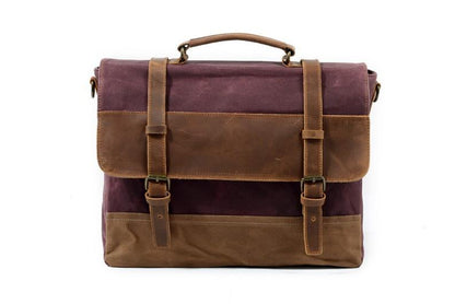 Canvas Leather Briefcase for Men Messenger
