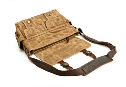 Canvas and Leather Messenger Bag Shoulder Handbag