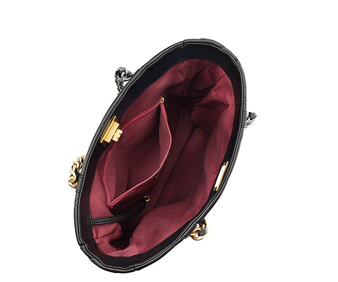 Women's Black Leather Tote Handbag