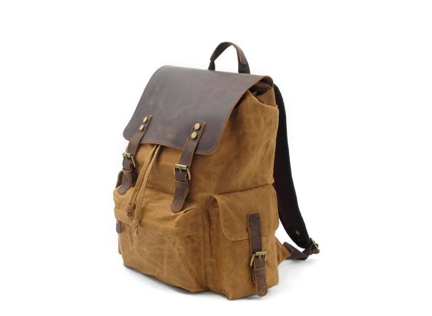 Canvas Leather Travel Backpack Rucksack Bags