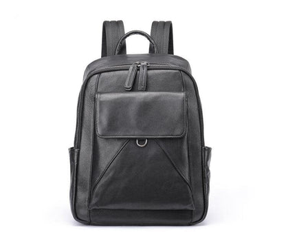 Minimalist Large Black Leather Backpack Purse Bag