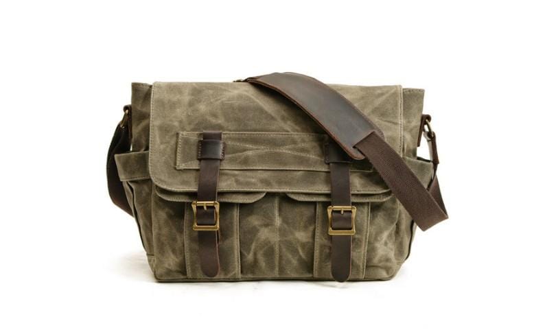 Canvas and Leather Messenger Bag Shoulder Handbag
