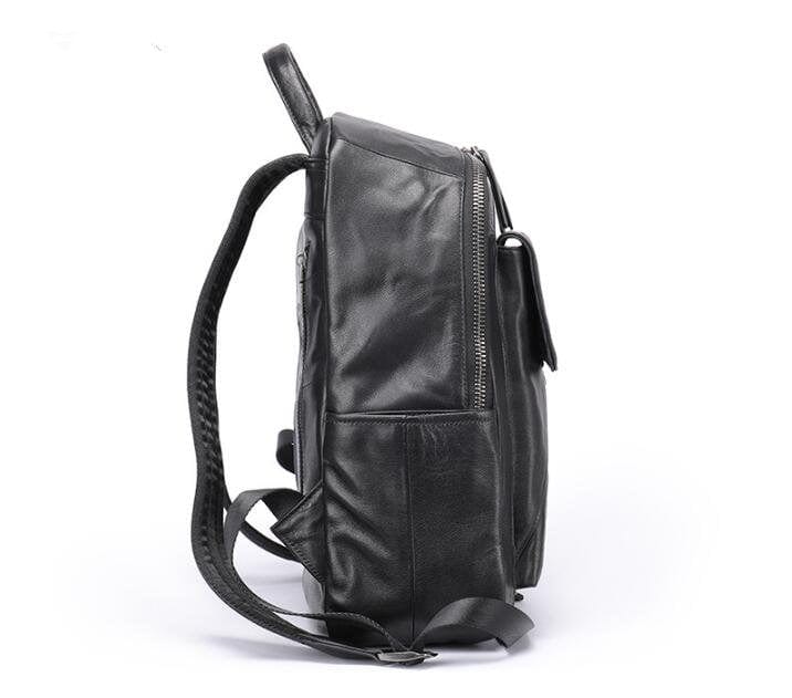 Minimalist Large Black Leather Backpack Purse Bag