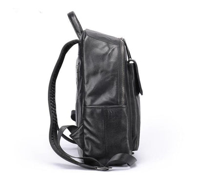 Minimalist Large Black Leather Backpack Purse Bag