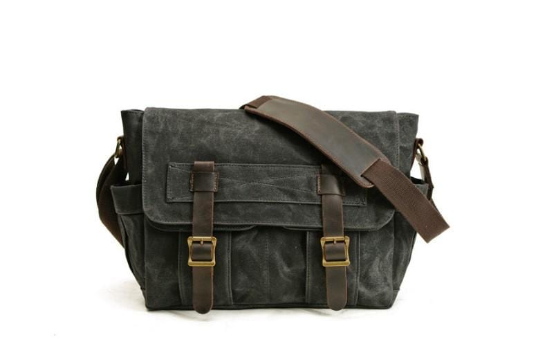 Canvas and Leather Messenger Bag Shoulder Handbag