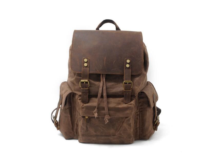 Canvas Leather Travel Backpack Rucksack Bags